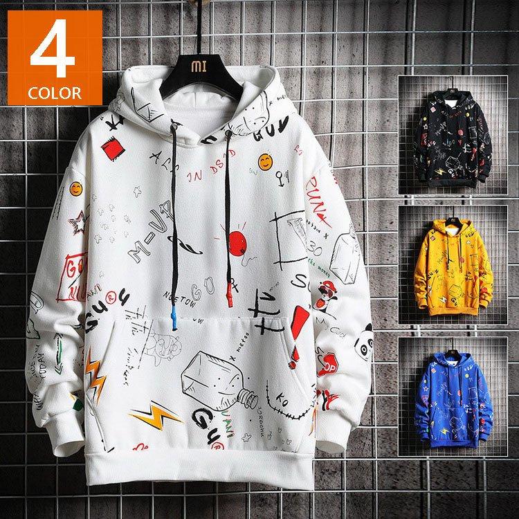 スウェットパーカー メンズ 長袖 パーカー プリントパーカー 春服 春秋 プルオーバーパーカー 大きいサイズ 通学通勤 カッコイイ オシャレカジュアルトップス Manpaka0 Newtrend 通販 Yahoo ショッピング