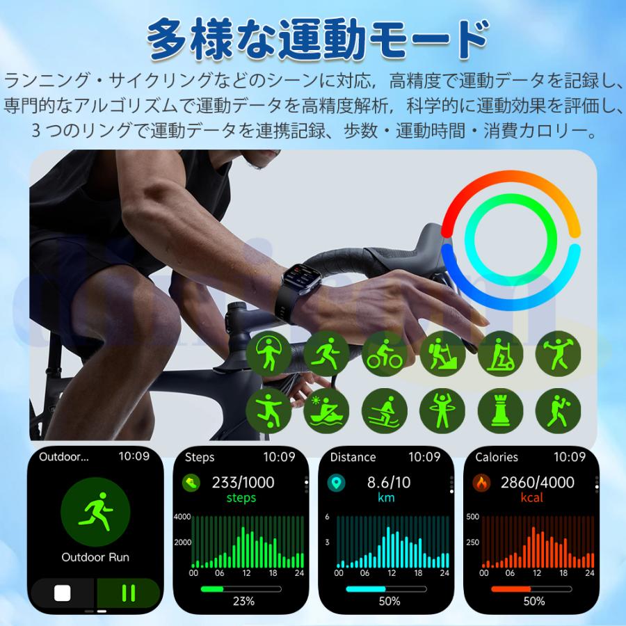 スマートウォッチ 医療レベル糖値 血圧測定 ECG心電図 通話機能 体温 血圧測定 体組成 血液成分分析 LINE着信通知 血中酸素 歩数計 睡眠 iPhone Android爆買の画像