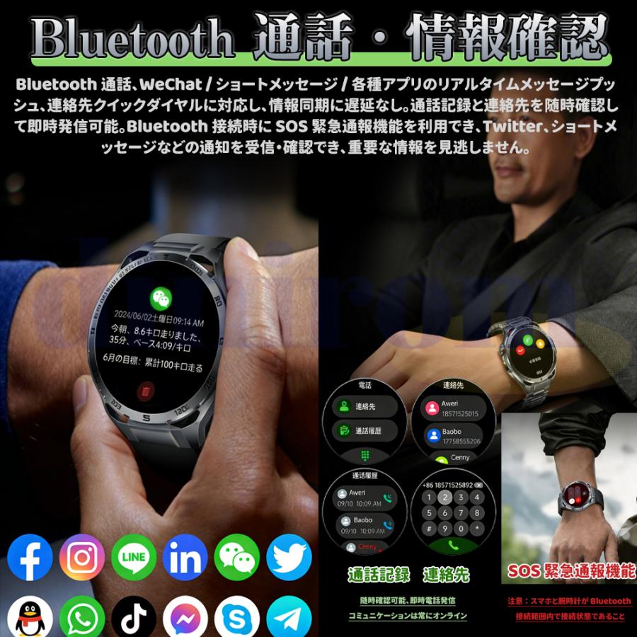 スマートウォッチ 正規品 医療レベル糖値 血圧測定 ECG心電図 体温 血圧測定 通話機能付き 心拍数 血中酸素 睡眠 感情 疲労度測定 日本製センサー 感謝祭爆買の画像