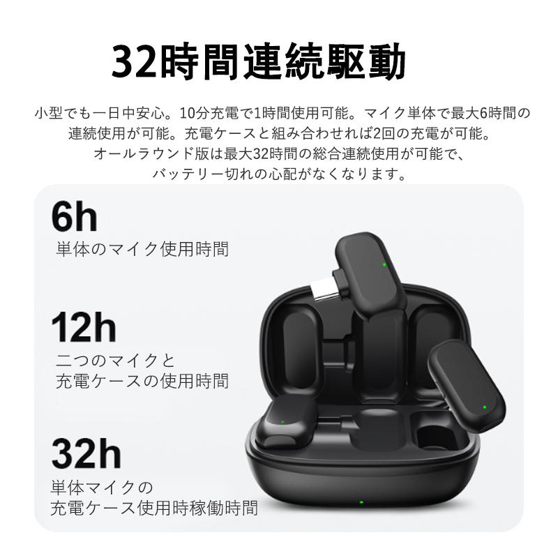 ワイヤレスマイク type-c ピンマイク 充電ケース付き 外付け クリップ