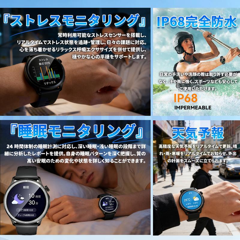 2026最新 スマートウォッチ AIリアルタイム翻訳付き Bluetooth通話 血