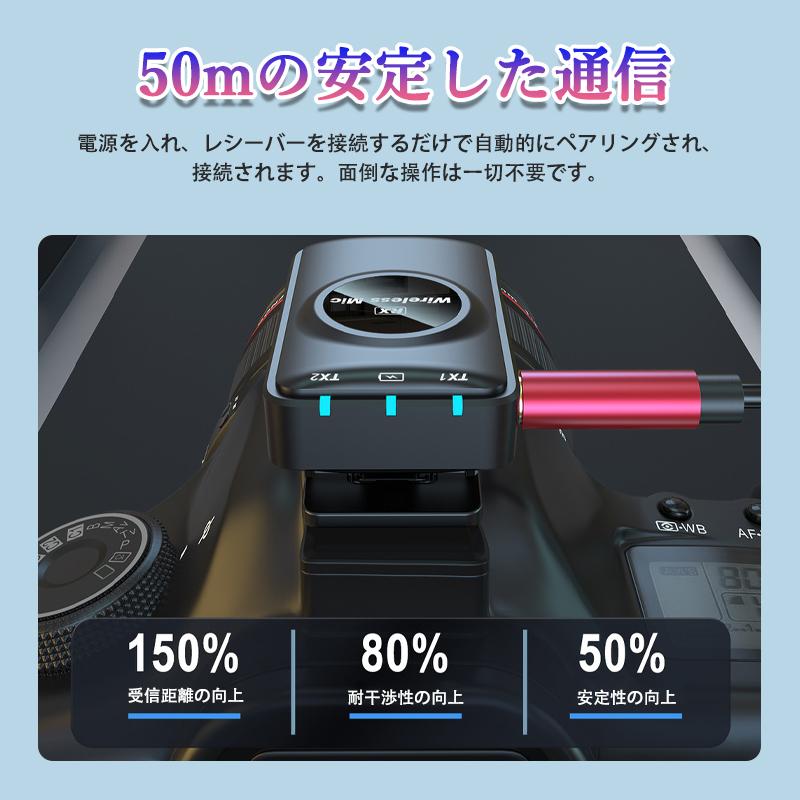 ワイヤレスマイク ピンマイク Type-C 充電ケース付 無線マイク 設定