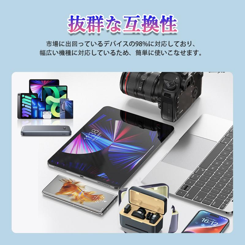 ワイヤレスマイク ピンマイク Type-C 充電ケース付 無線マイク 設定