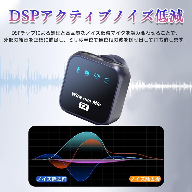 ワイヤレスマイク ピンマイク Type-C 充電ケース付 無線マイク 設定