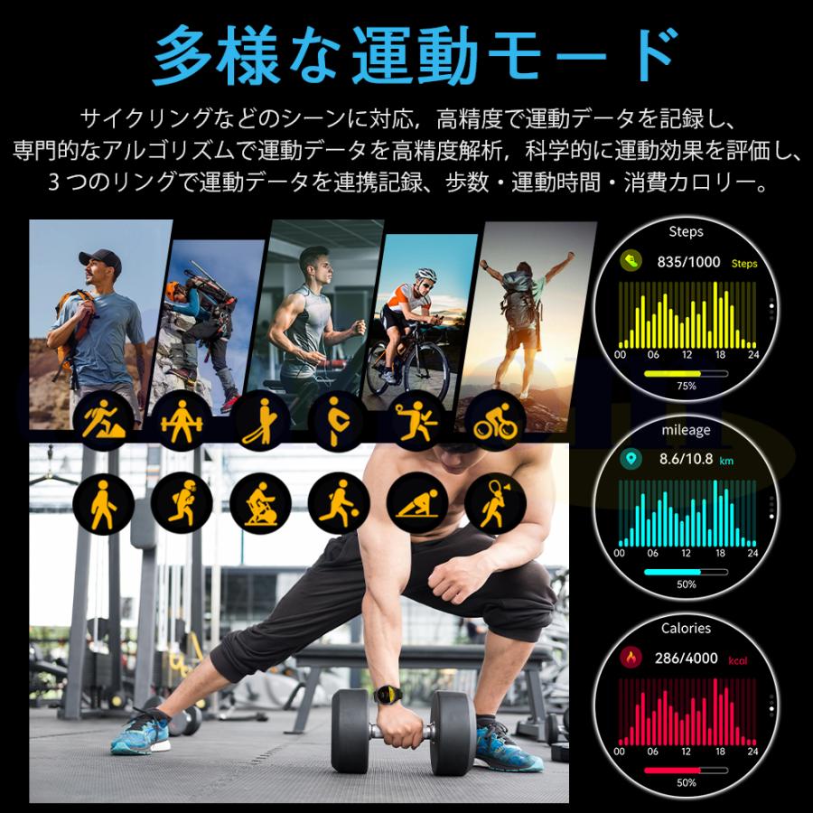 2026最新登場 スマートウォッチ 糖値 血圧測定 ECG心電図 通話機能 体温 血圧 体組成 血液成分分析 音声アシスタント 血中酸素 歩数計 睡眠 iPhone Android爆買の画像