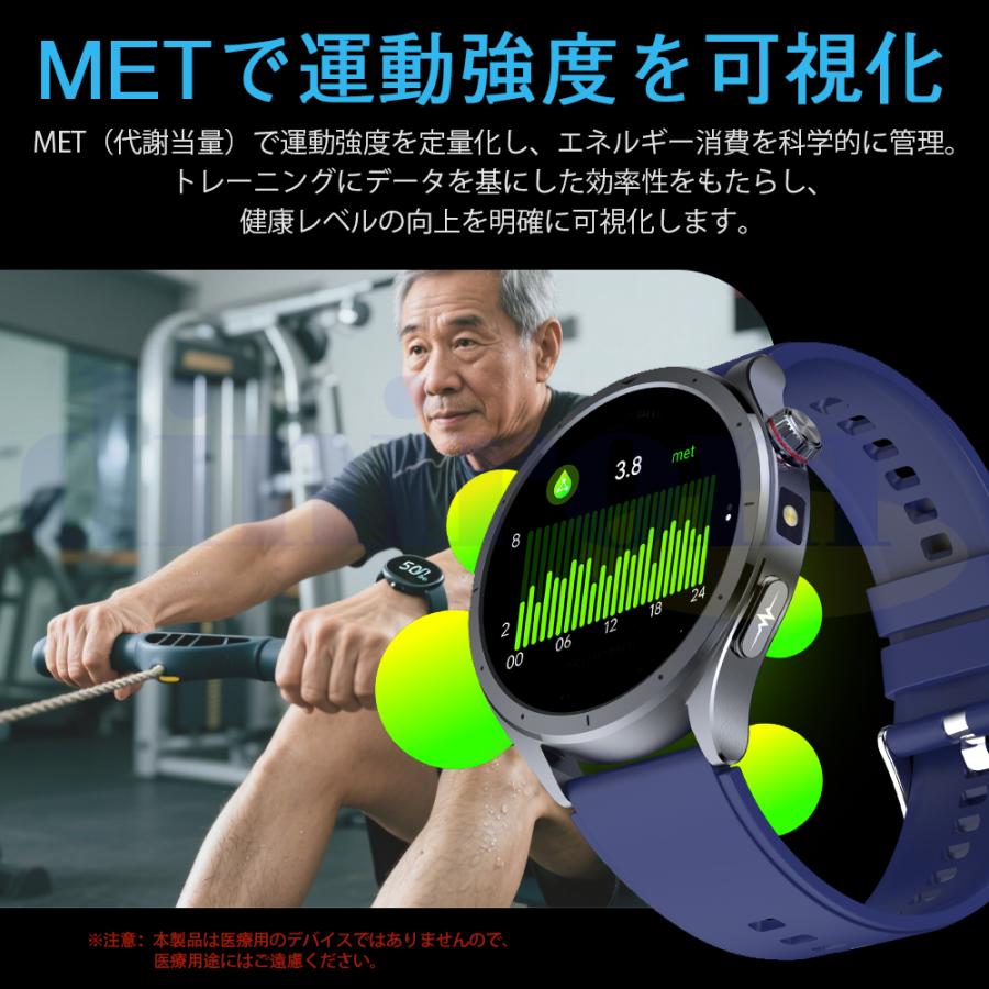 2026最新登場 スマートウォッチ 糖値 血圧測定 ECG心電図 通話機能 体温 血圧 体組成 血液成分分析 音声アシスタント 血中酸素 歩数計 睡眠 iPhone Android爆買の画像