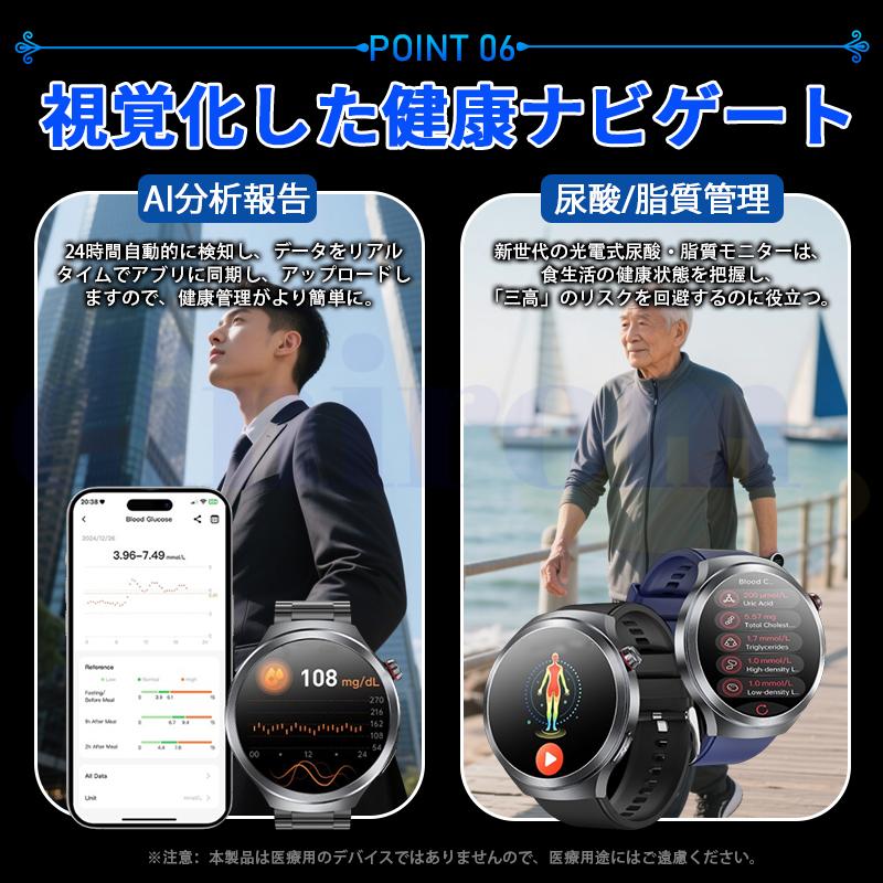 2026新登場! スマートウォッチ 健康管理 遠隔カメラ 呼吸訓練 マイクロ検診 bluetooth5.3通話 音楽 歩数計 アラーム 音楽制御 健康 気分検測 睡眠監視 爆買の画像