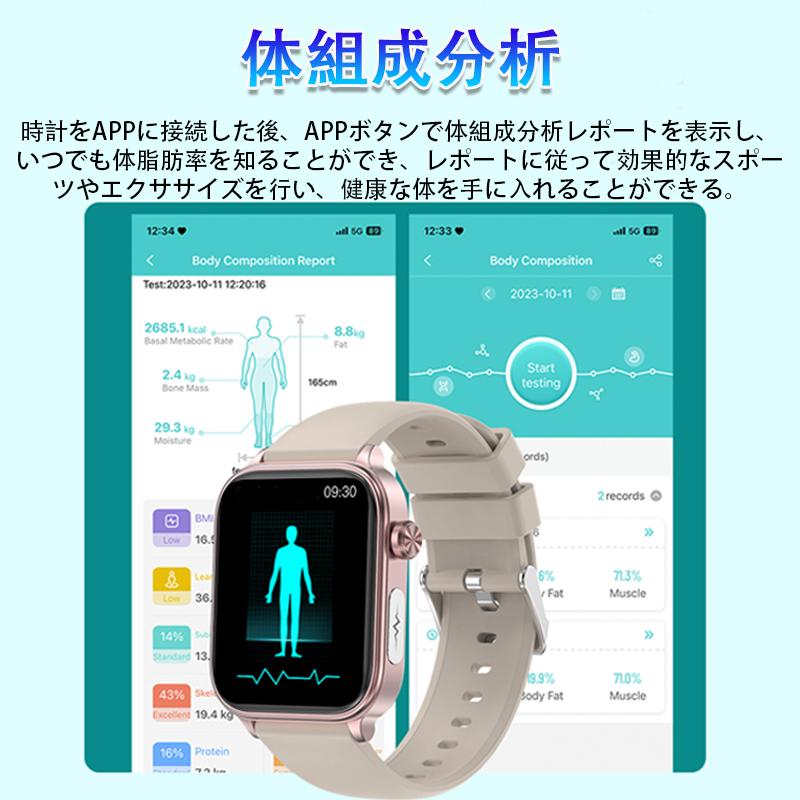 スマートウォッチ 正規品 「糖値 体組成 血液成分分析」日本製センサー 医療レベルECG HRV心電図 健康 血圧 通話可能 体温 血中酸素 心拍数 感謝祭 プレ爆買の画像