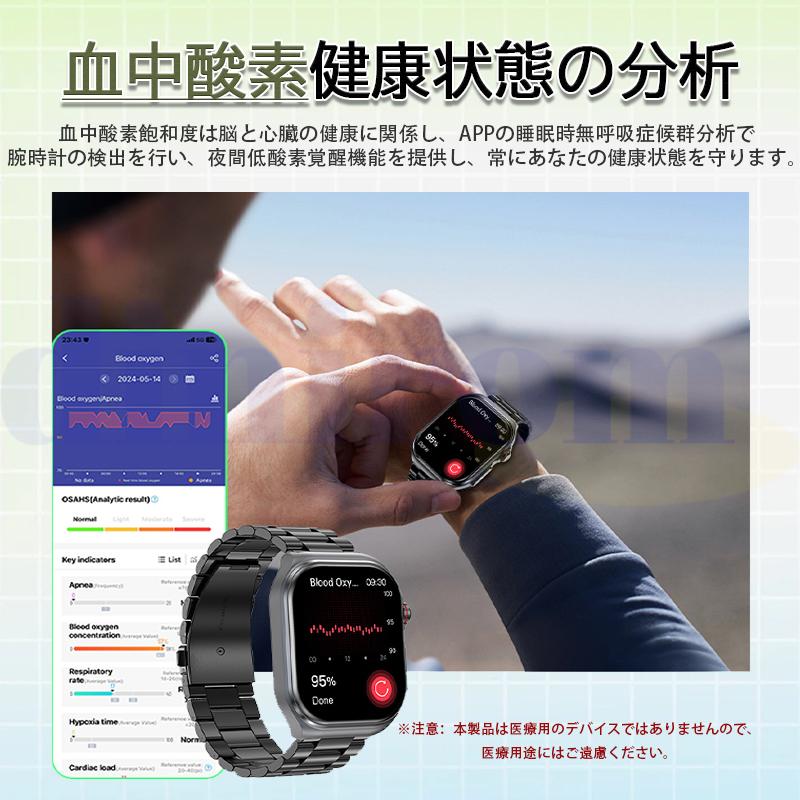 スマートウォッチ 医療レベル健康- ECG心電図「血液成分 体組成分析」通話機能 日本製センサー 歩数計 活動量計 体温 血圧 心拍数 血中酸素 睡眠管理 爆買の画像