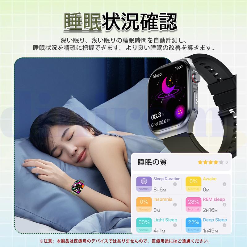 スマートウォッチ 医療レベル健康- ECG心電図「血液成分 体組成分析」通話機能 日本製センサー 歩数計 活動量計 体温 血圧 心拍数 血中酸素 睡眠管理 爆買の画像