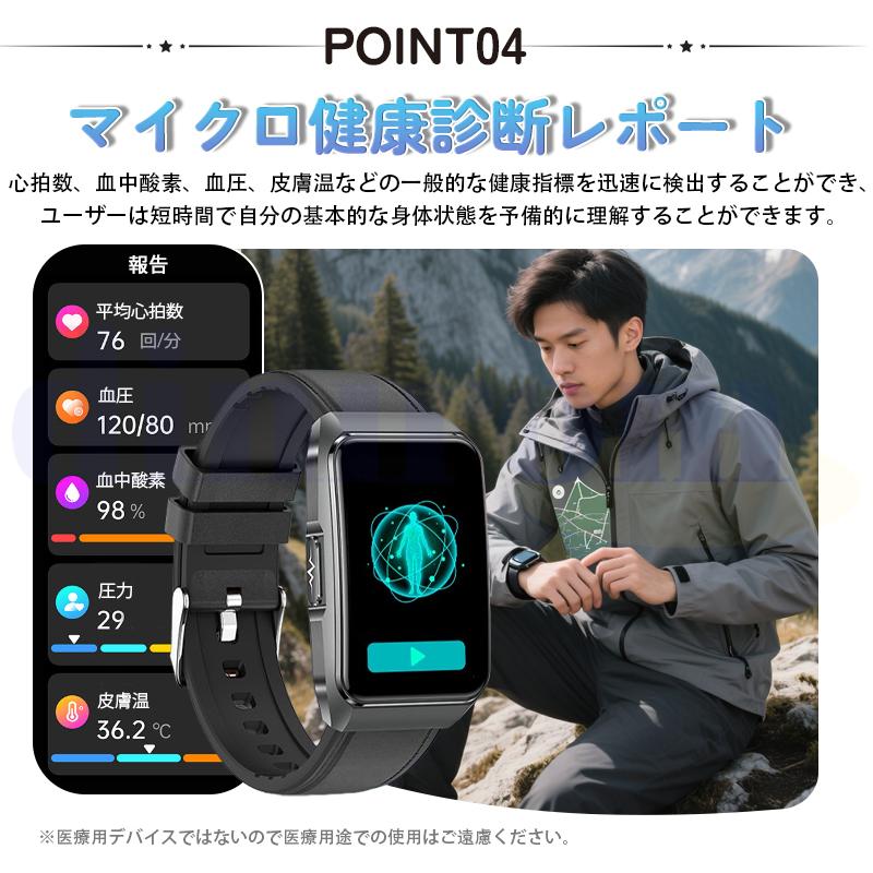 2026新登場! スマートウォッチ 医療レベル健康- ECG心電図 体組成 血液