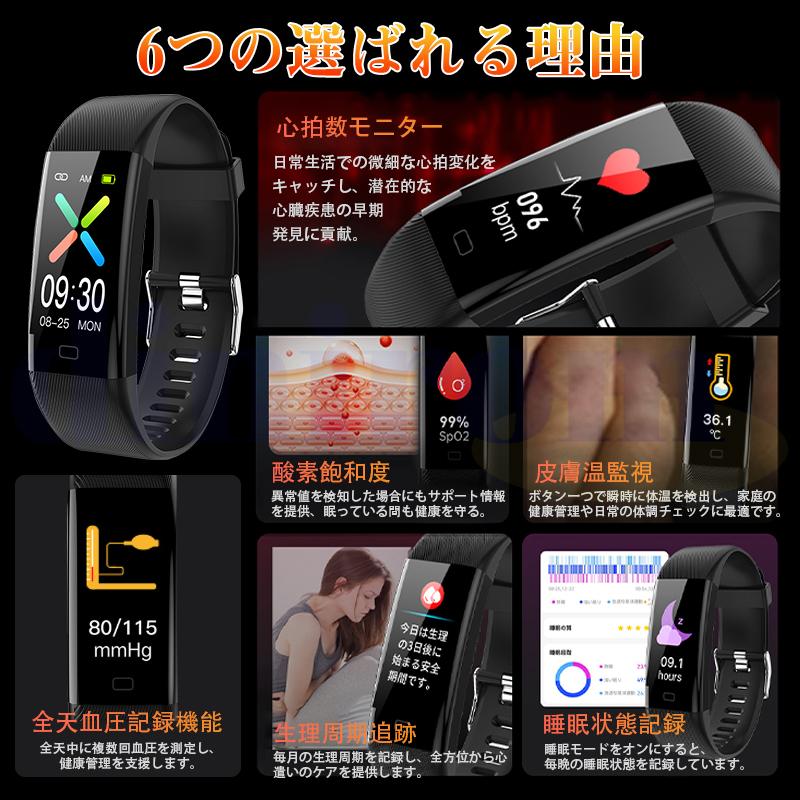 スマートウォッチ 正規品 日本製センサー 体温 血圧 血中酸素 心拍数 歩数計 51種類運動モード 体温高すぎ警告 着信通知 睡眠管理 歩数計 初心者 2026爆買の画像
