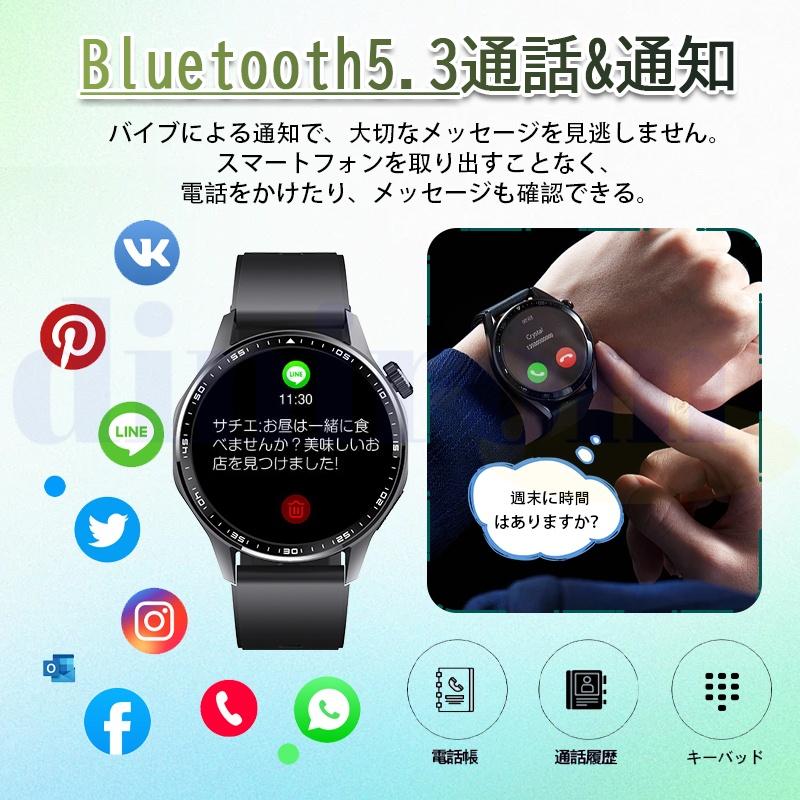 スマートウォッチ 24時間健康管理 糖値 ECG PPG心電図 体組成 通話機能付き 体温 血圧 血中酸素 血中脂質 尿酸 睡眠 HRV 歩数計 着信通知 SOS 音楽爆買の画像