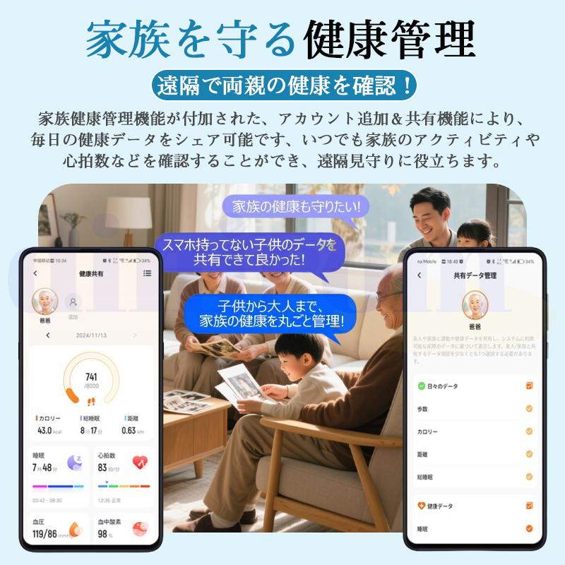 2026最新 スマートウォッチ 医療レベル健康-評価「血液成分 体組成分析」通話機能 ECG心電図 血中脂質 尿酸 血圧 心拍数 血中酸素 体温 日本製センサー 爆買の画像