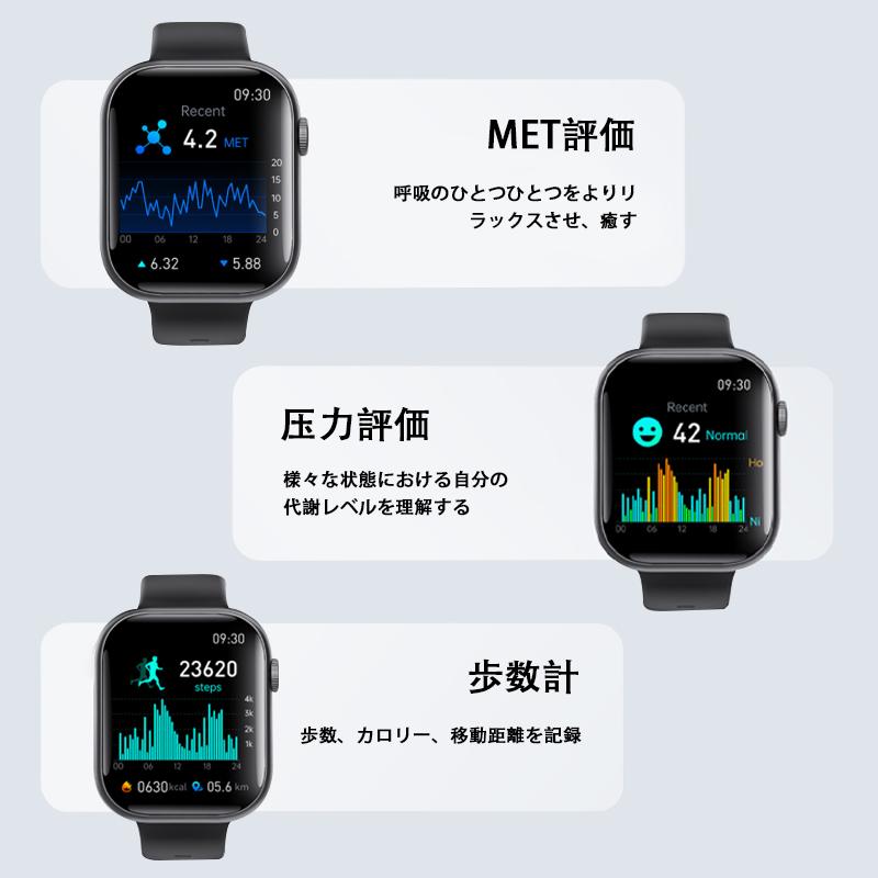 スマートウォッチ 健康-測定 bluetooth5.3通話機能 血液成分分析 体温 血圧 血中酸素 心拍数 音楽制御 睡眠監視 高精度歩数計 Line通知 女性周期管理爆買の画像