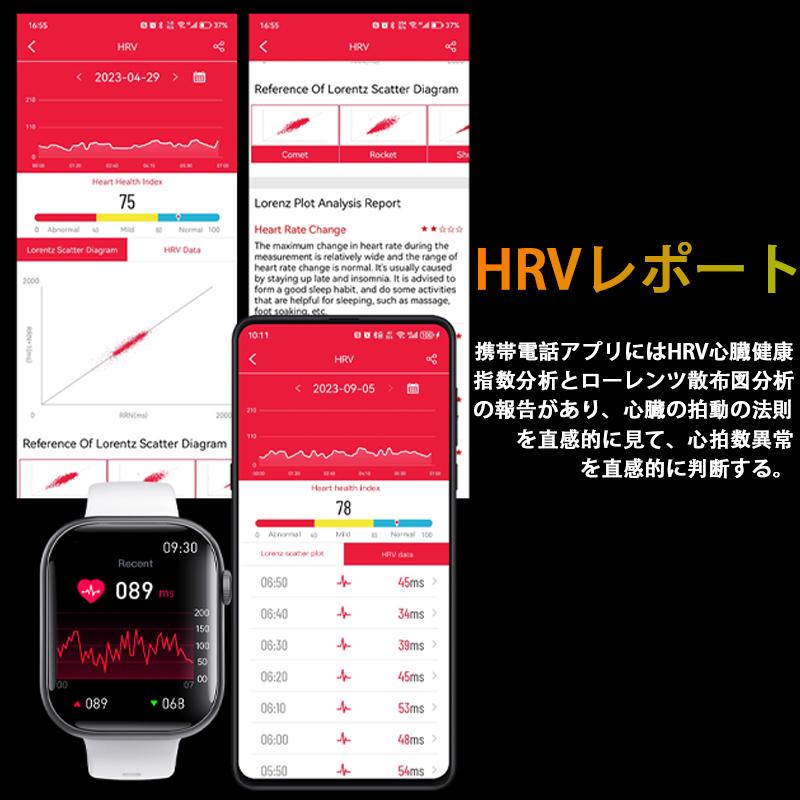 スマートウォッチ 健康-測定 bluetooth5.3通話機能 血液成分分析 体温 血圧 血中酸素 心拍数 音楽制御 睡眠監視 高精度歩数計 Line通知 女性周期管理爆買の画像