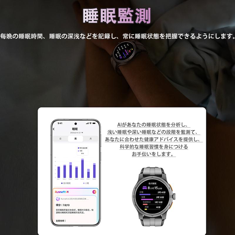 スマートウォッチ 血圧測定 糖値評価 スポーツウォッチ 通話機能付き