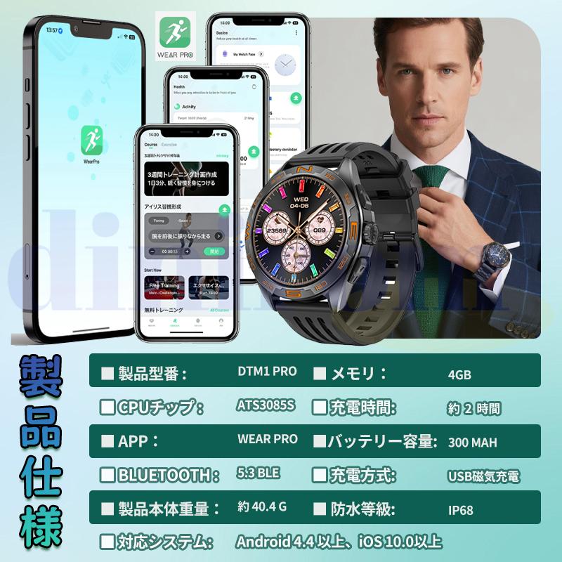 スマートウォッチ bluetooth5.3通話機能 心拍数 血中酸素 音楽保存