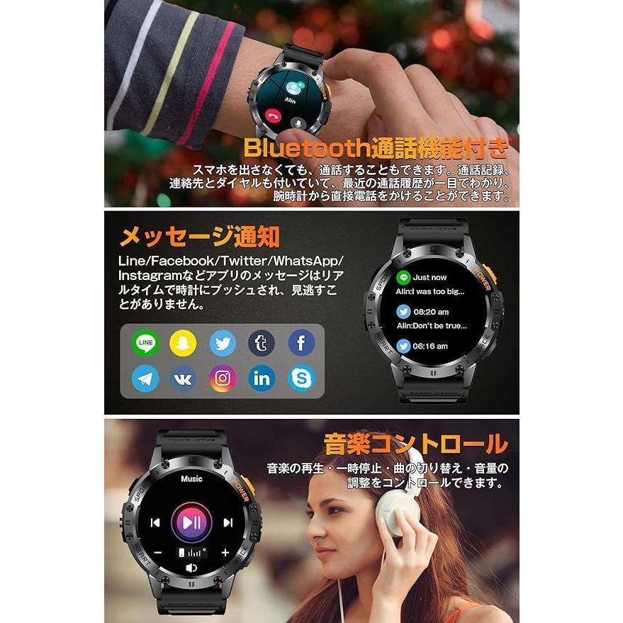 スマートウォッチ 1.43インチ大画面【2026年究極進化 懐中電灯 2種