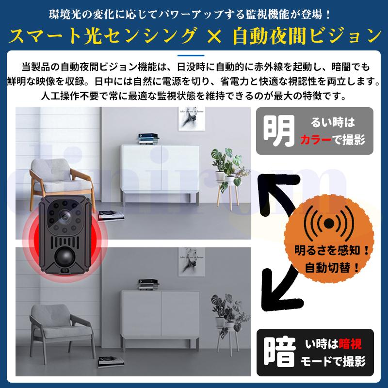防犯カメラ 屋内 トレイルカメラ 監視カメラ 人感センサー USB充電式