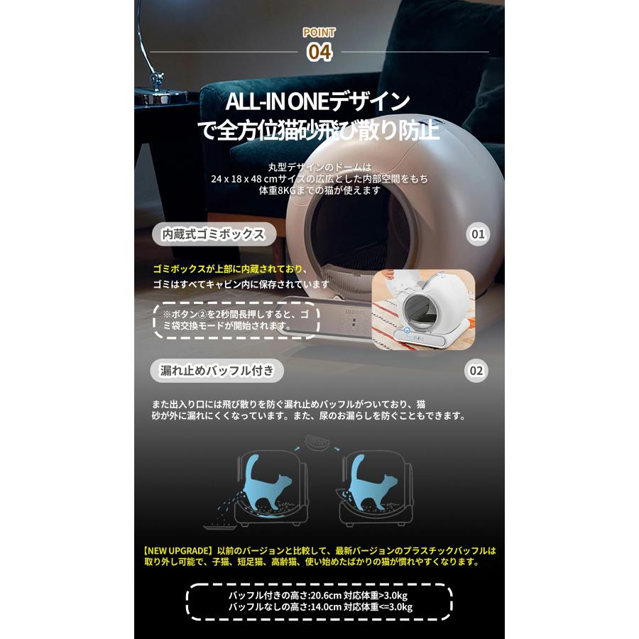 自動猫トイレ 65L大容量 全自動 消臭 重量センサー お手入れ簡単