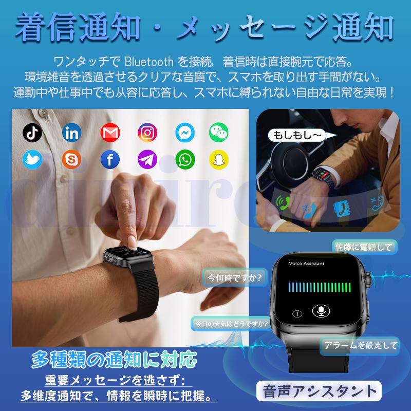 「五臓健康管理」スマートウォッチ 通話機能 ECG心電図 体温 血圧 血中酸素 心拍数 歩数計 気分 疲労度分析 血液成分 体組成分析 活動量計 睡眠 2026最新 爆買の画像