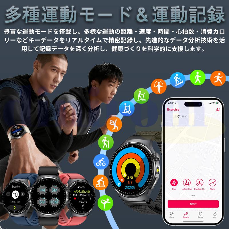 「五臓健康管理」スマートウォッチ 通話機能 ECG心電図 体温 血圧 血中酸素 心拍数 歩数計 気分 疲労度分析 血液成分 体組成分析 活動量計 睡眠 2026最新 爆買の画像