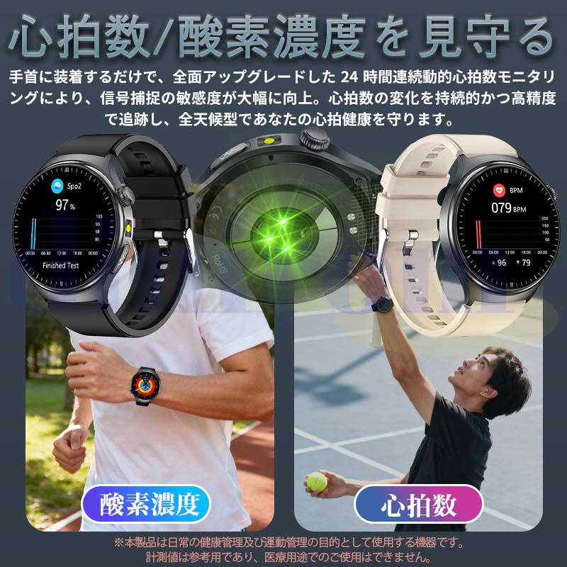 五臓健康管理」スマートウォッチ 通話機能 ECG心電図 体温 血圧 血中