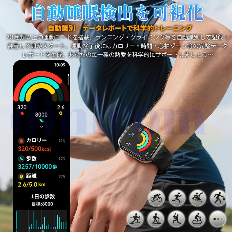 2026最新 スマートウォッチ 正規品 日本製センサー Bluetooth5.4通話可能 PPG心拍数 血中酸素 1000mAh長持ち 自動科学睡眠質監視 プレゼント爆買の画像
