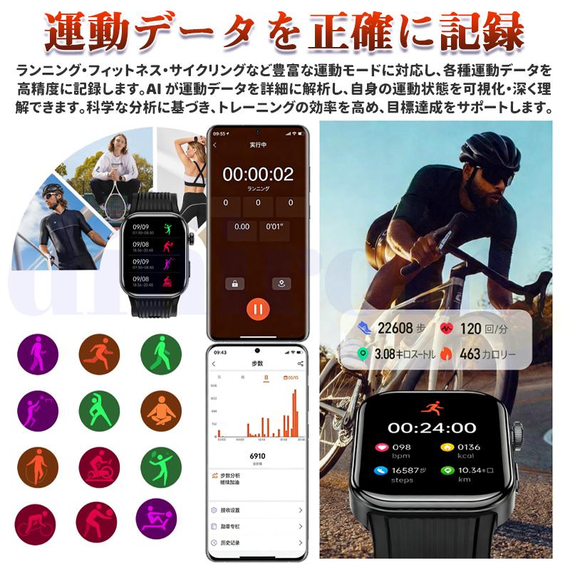 スマートウォッチ 医療レベル健康管理 高精度エアバッグ血圧測定 ECG心電図 体温 血中酸素 心拍数 SOS 高精度 健康診断 高齢者 日本製センサー爆買の画像