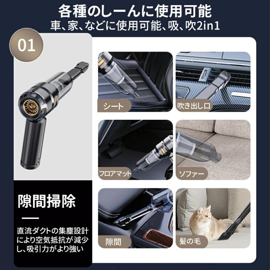 ハンディクリーナー 32000pa強力吸引 ハンディ掃除機 車内両用 車載