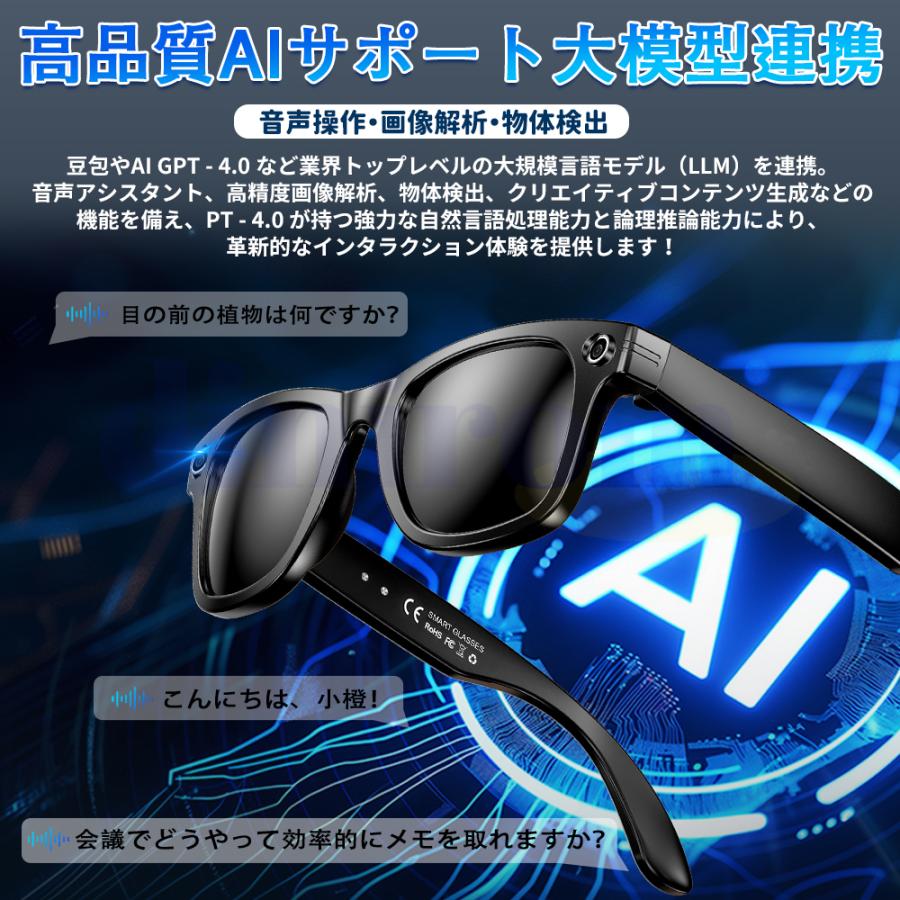 新登場！スマートグラス マイク内蔵 AIワイヤレスメガネ Bluetooth5.3