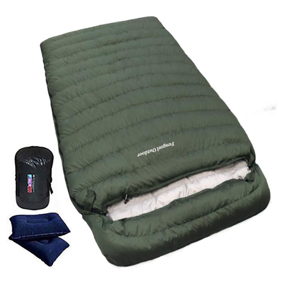 日本販促品 Fengzel Outdoor 二人用寝袋 マミー型シュラフ 1000 4000gダウン詰め 左右開閉 アウトドアキャンプ 車中泊 自宅 カップル 親子用 極限厳寒 スリーピングバッグ 国内正規品 Clinicaaldente Es
