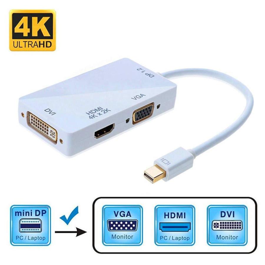 Mini Displayport HDMI VGA DVI 変換 アダプター 3in1 変換 ケーブル 4K 60HZ 3種類の出力 Macbook/Macbook  Pro/iMac/Macbook Air/Mac Mini/Microsoft Surface p :B07NTZZZG9:new wave shop  - 通販 - Yahoo!ショッピング