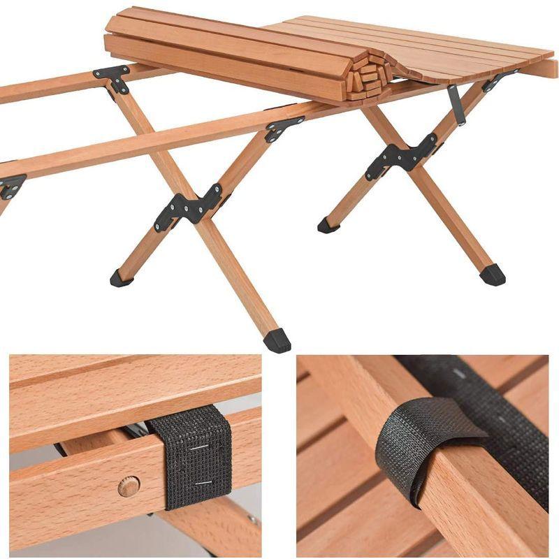 Anlik?ロールトップテーブル 天然木 簡単組立 オシャレ キャンプ 収納バッグ付 (120cmX70cmX45cm) ロールトップテーブル 天然木 簡単組立 オシャレ キャンプ 収納バッグ付 120cmX70cmX45cm