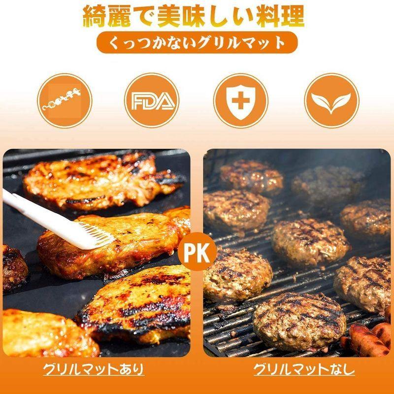 2022春夏新色】 Shayson グリルマット くっつかない バーベキュー 網 テフロン homely 両面利用 ベーキング用 料理用 PTFE 高温度耐久性 焦 GWHOLE バーベキューグリルマット BBQシート網 鉄板用 繰り返す 使用可能 50*40cm 3枚セット