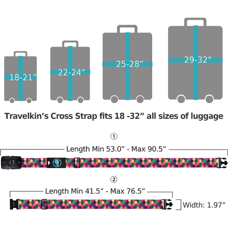 Travelkin クロスラゲッジストラップ TSA承認 伸縮性スーツケースベルト 調節可能なトラベルアクセサリー｜newworld-store｜12