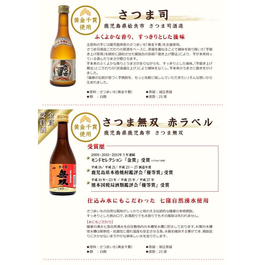 【ギフト箱付】 送料無料 金賞受賞酒入り 芋にこだわった芋焼酎飲み比べセット 300ml×5本セット（北海道・沖縄＋890円）｜newyork19892005｜08