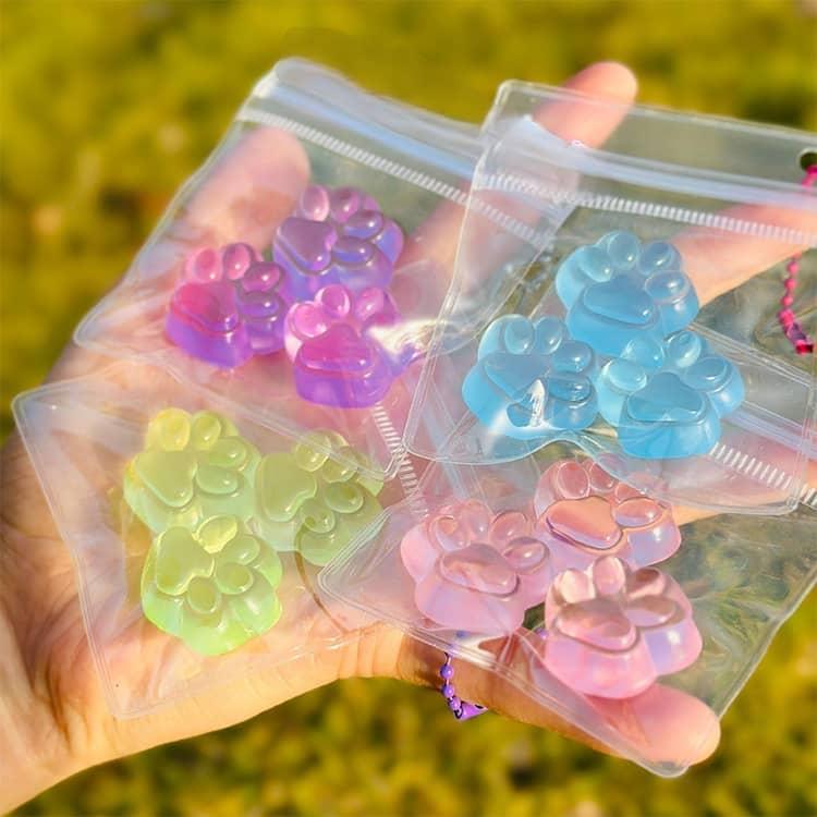 8個セット 水感スクイーズ 肉球 キーホルダー ミニサイズ ねこ 低反発