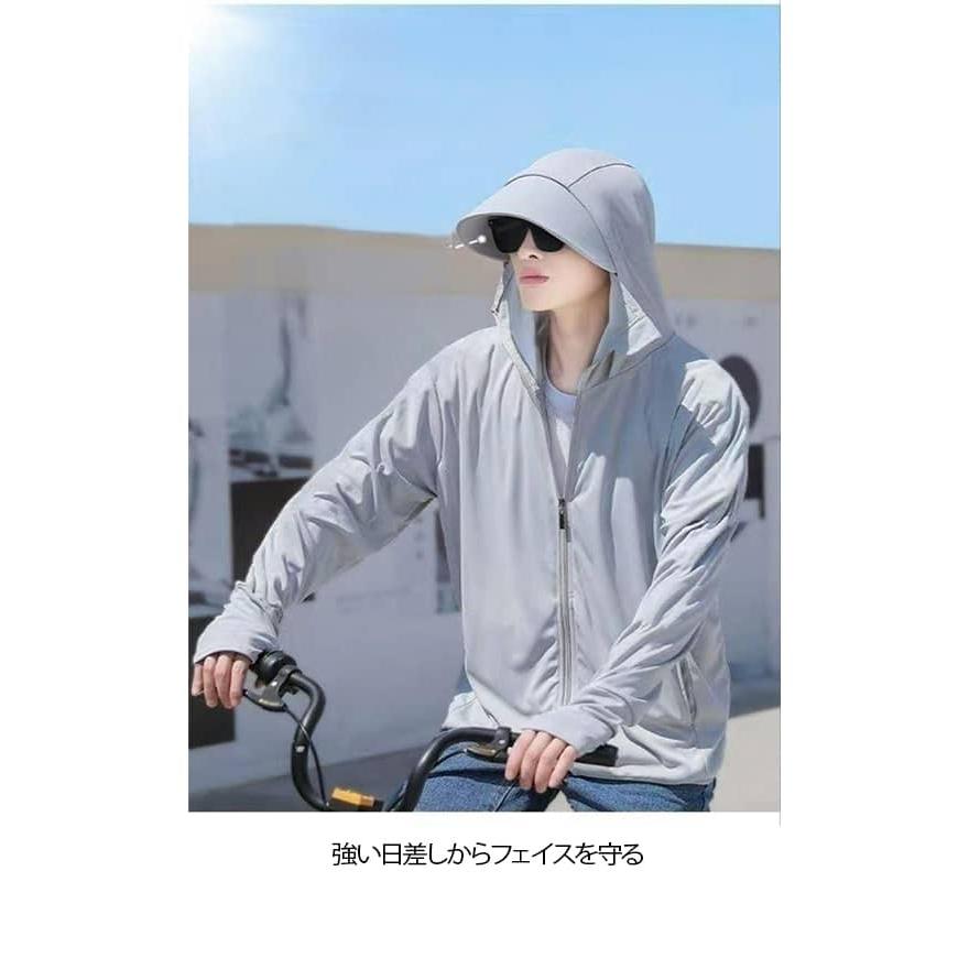長袖 UVパーカー 通気性 メンズ 大きいサイズ 取り外し 吸湿速乾