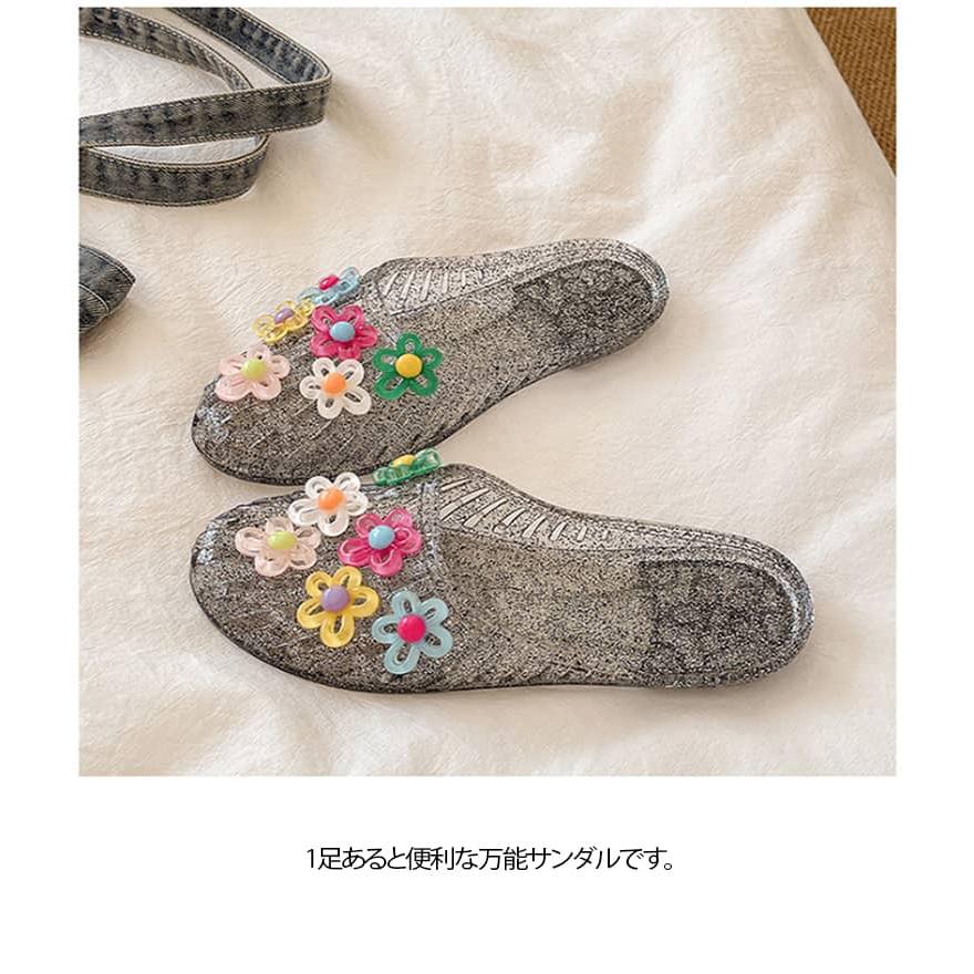 レディース ラバーシューズ メッシュサンダル フラット 韓国風
