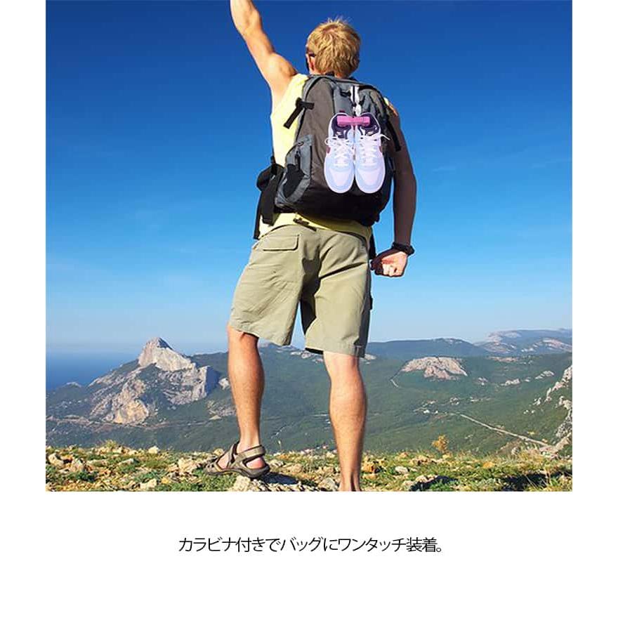 カラビナ付 バスケ シューズホルダー クリップ 持ち運び 乾燥 カラビナ