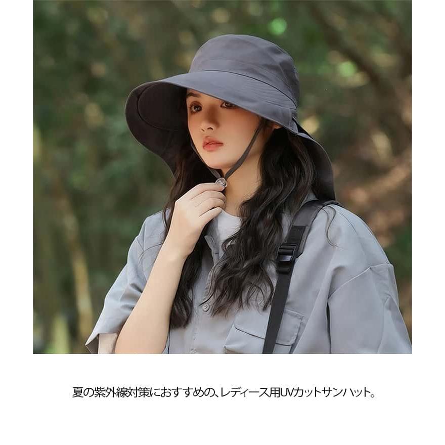 つば広帽子 洗える 小顔 通気性 バケットハット 帽子 サンバイザー
