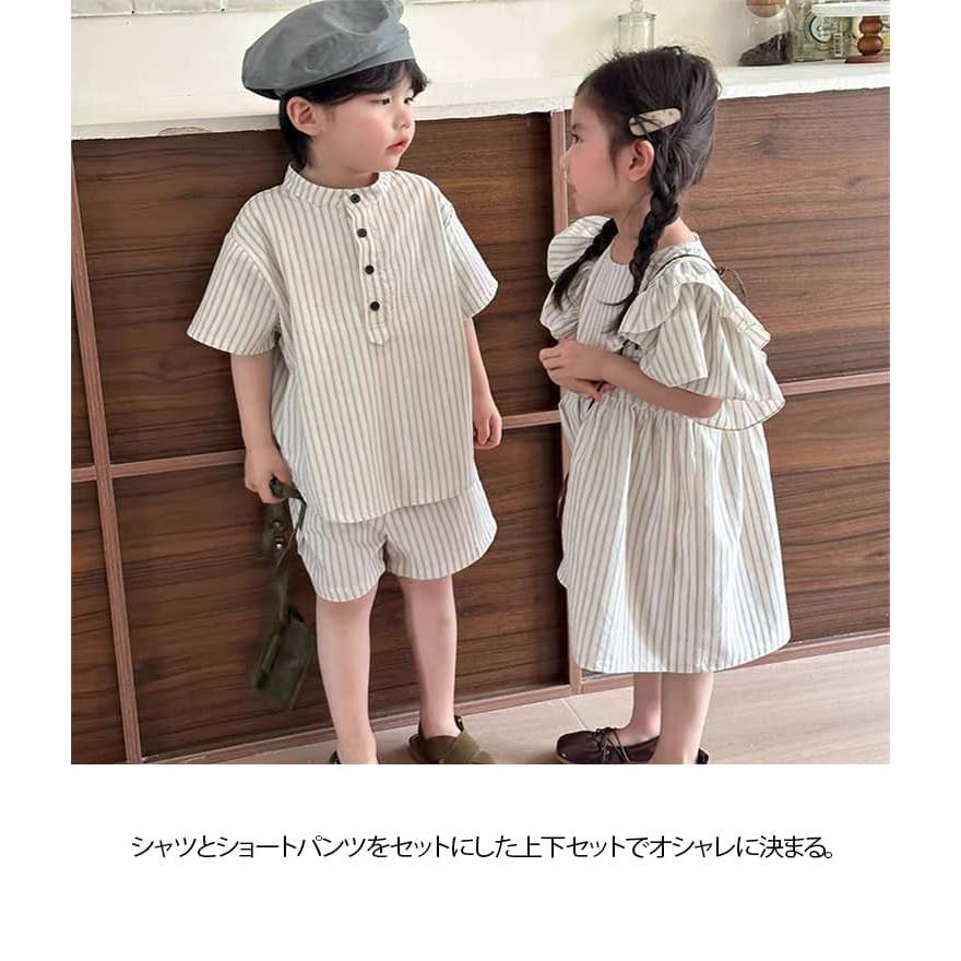 縞柄 ワンピース リンクコーデ 兄妹 姉弟 姉 子供 服 男女 おそろい