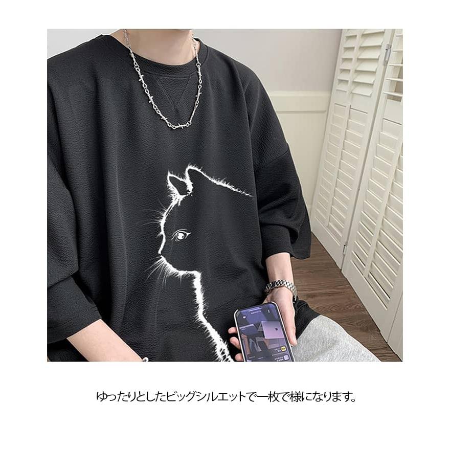 tシャツ 涼しい メンズ ビッグTシャツ オーバーサイズ 猫柄 Tシャツ