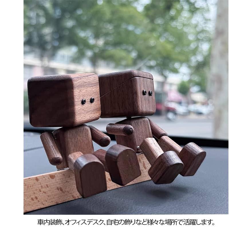 天然木 木製 オフィス置物 ダッシュボード装飾 人形飾り 車載置物 振動
