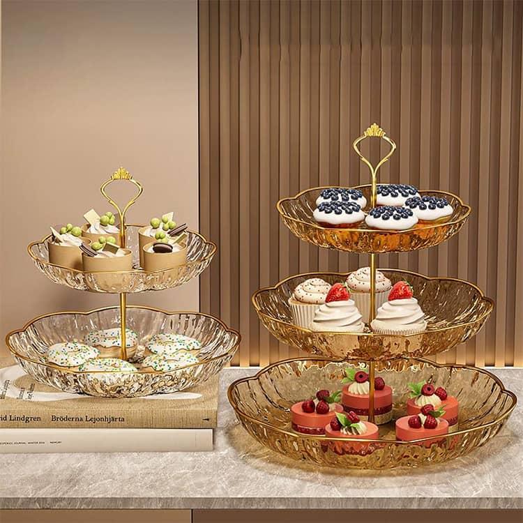ケーキ台オードブル皿 ガラス蓋付きケーキスタンド ケーキプレート 