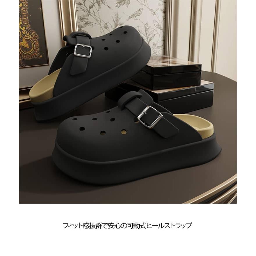 厚底 クロッグサンダル 厚底サンダル 4cm ベルト付き 超軽量 履き