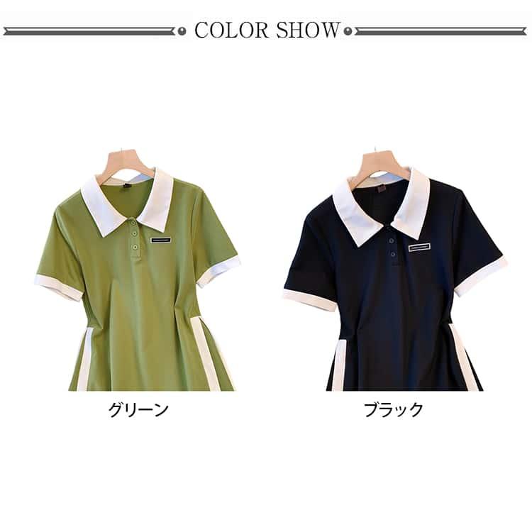 ポロ襟 夏 Tシャツワンピース レディース ポロワンピース 体型カバー