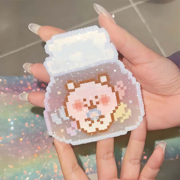 キラキラ ブラック アイロンビーズペーパー 虹色 DIY アイロンビーズ用